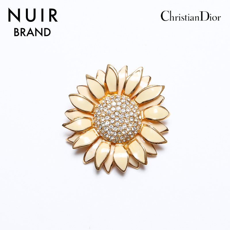 Christian Dior Rhinestone Flower Brooch Gold WS8840 – NUIR VINTAGE