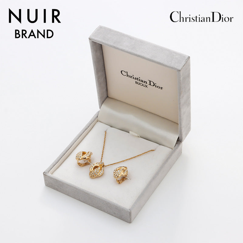 クリスチャンディオール Christian Dior 2点セット ラインストーン イヤリング ヴィンテージ ネックレス ゴールド WS885 –  NUIR VINTAGE