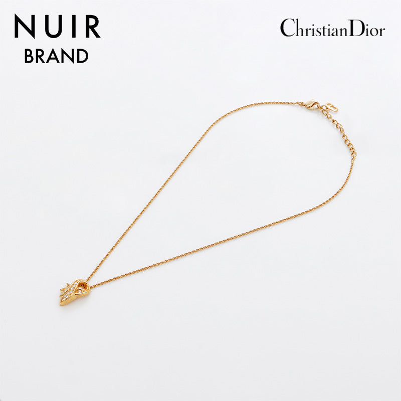 クリスチャンディオール Christian Dior ラインストーン リボンモチーフ ネックレス ゴールド WS8895 – NUIR VINTAGE