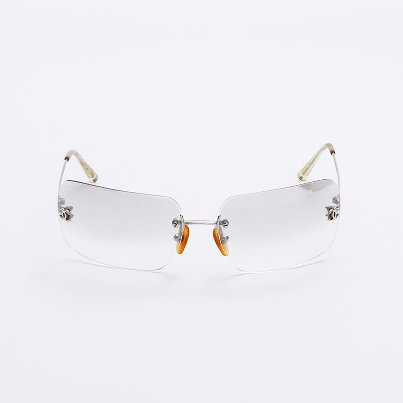 シャネル CHANEL ココマーク 枠無し サングラス シルバー WS9033