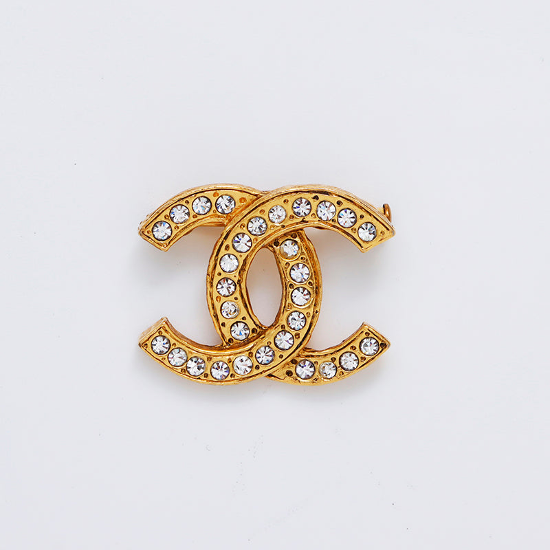 シャネル CHANEL ココマーク ラインストーン ブローチ ゴールド