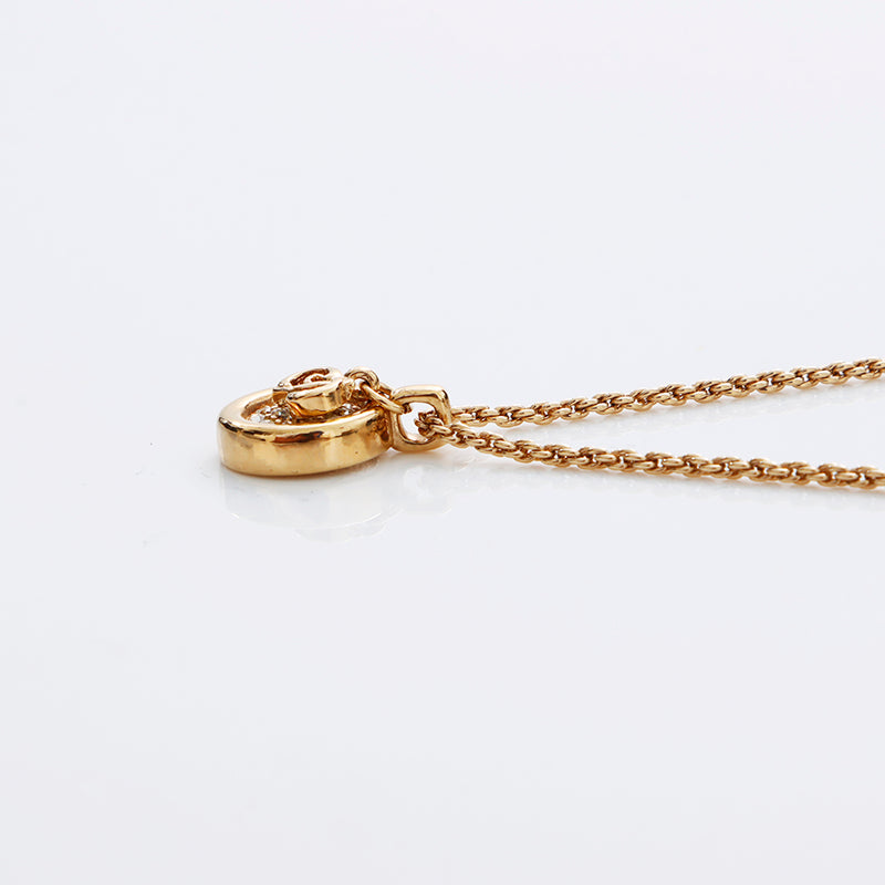 クリスチャンディオール　ラインストーン　ゴールド　サークルロゴ　ネックレス クリスチャンディオール Christian Dior ラインストーン