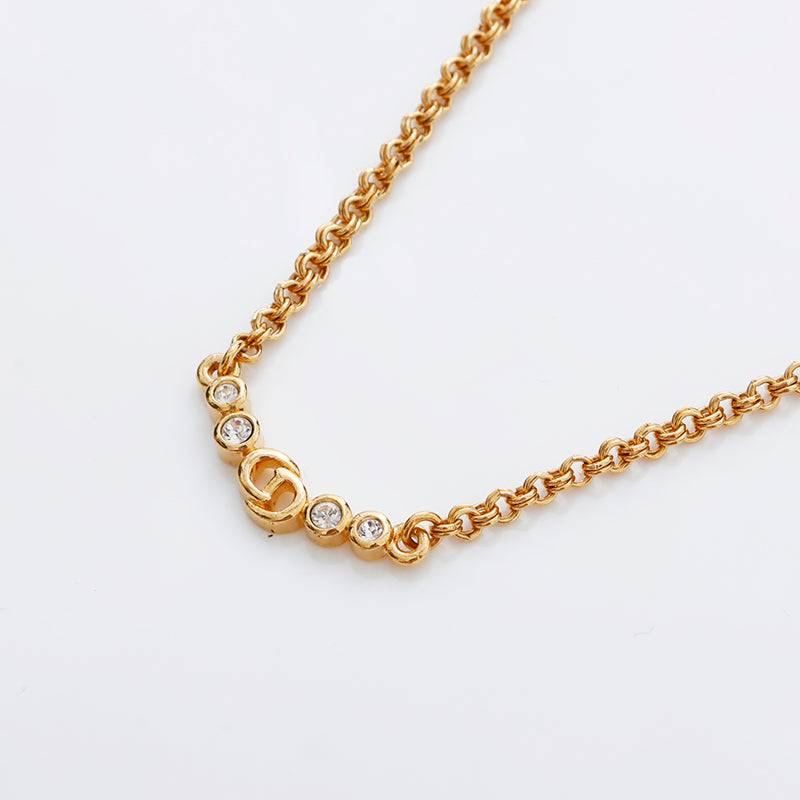 【極美品】ディオール　ヴィンテージ　サークル　ロゴ　ネックレス　ゴールド 極美品】DiorディオールネックレスゴールドサークルCDロゴラウンド