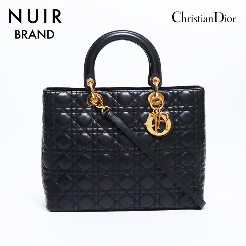 クリスチャンディオール Christian Dior レディディオール カナージュ ラムスキン ラージ ハンドバッグ ブラック WS9263 –  NUIR VINTAGE