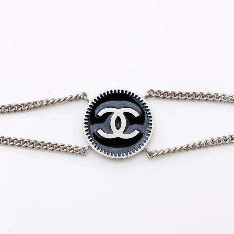 美品✨シャネル CHANEL ロゴ チェーン ブレスレット シルバー ブラック CHANEL (シャネル) ココマーク ターンロック チェーン