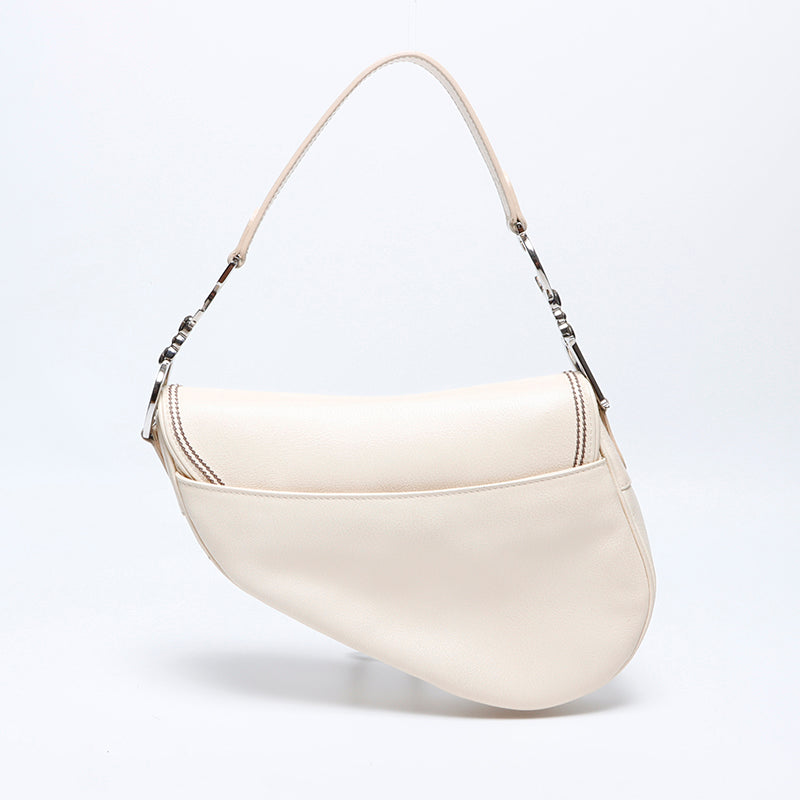 Christian Dior Leather Saddle Bag Shoulder Bag White WS9597 – NUIR