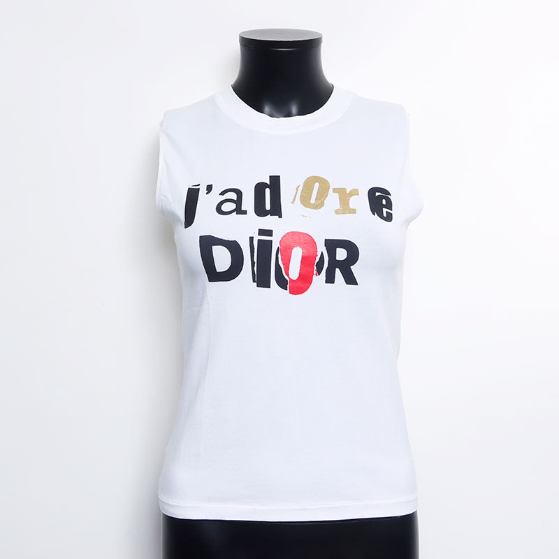 Christian Dior Size 40 Cotton J'adore Sleeveless Tank top white