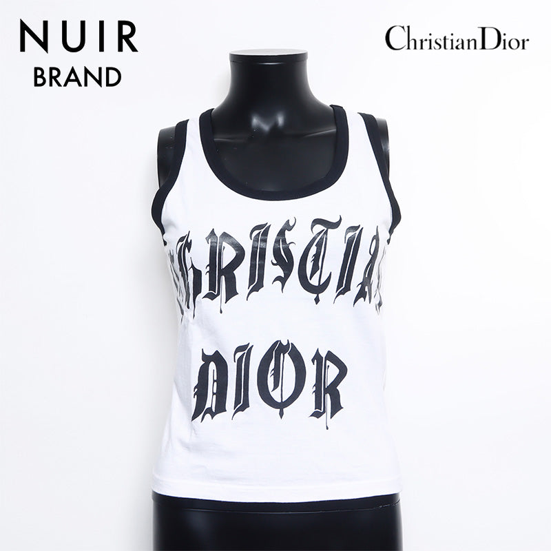 Christian Dior Size 40 Cotton Logo Tank Top White WS9727 – NUIR