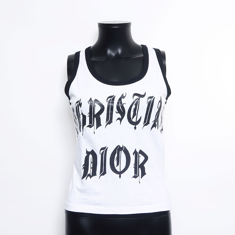 Christian Dior Size 40 Cotton Logo Tank Top White WS9727 – NUIR