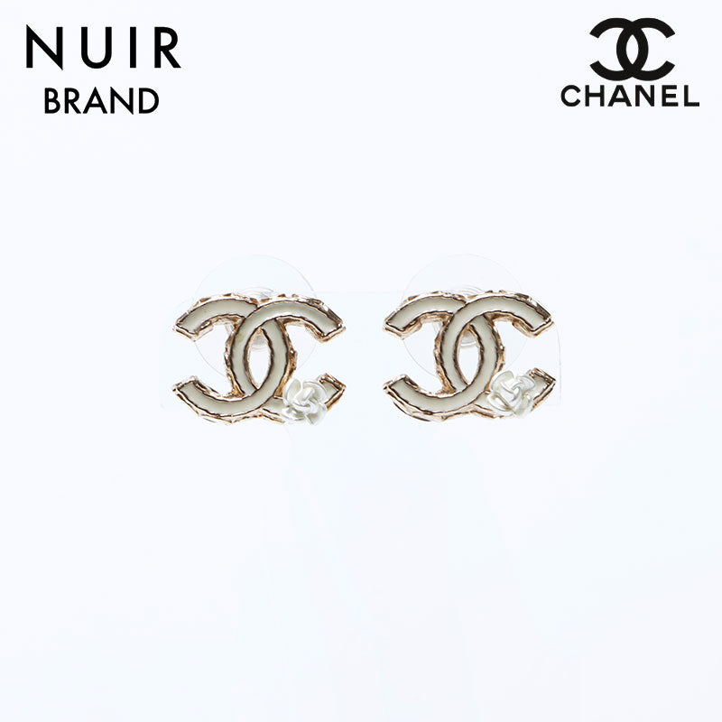 シャネル CHANEL A12 ココマーク フラワー ピアス ホワイト