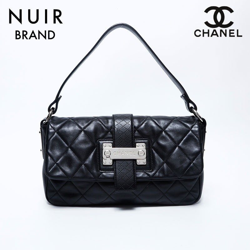 シャネル CHANEL 12番台 レザー マトラッセ プレート ショルダーバッグ ブラック WS9838 – NUIR VINTAGE