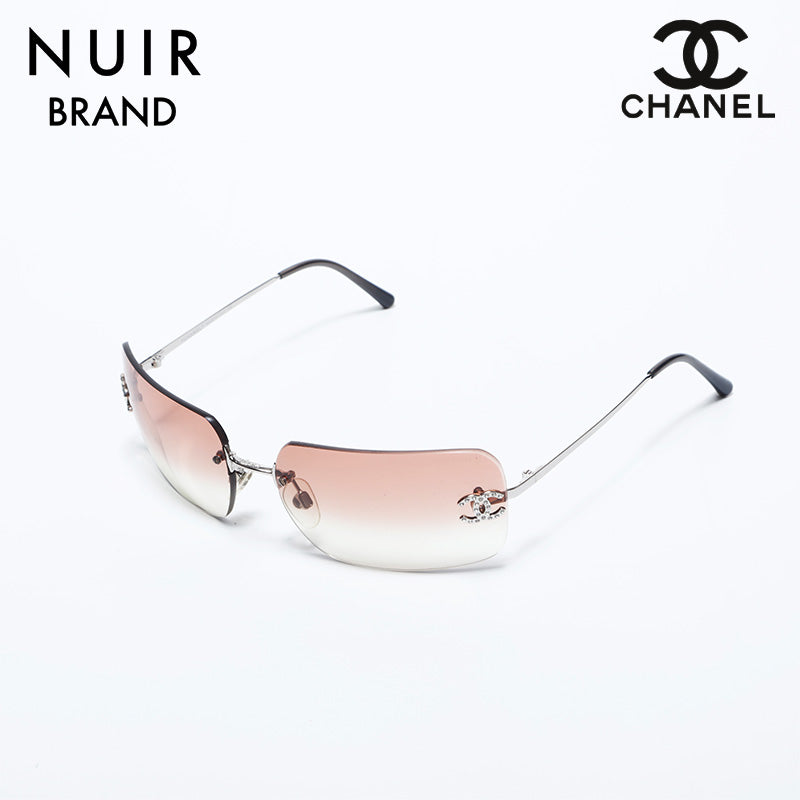 美品　CHANEL ストーン付き　ココマーク　リムレス　サングラス　オレンジ シャネル CHANEL ココマーク リムレス グラデーション フレーム