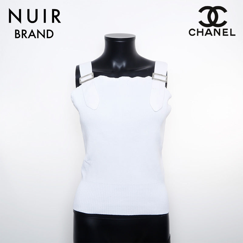 Chanel CHANEL 05C Cotton Rib Knit Coco Mark Sleeveless Tank Top