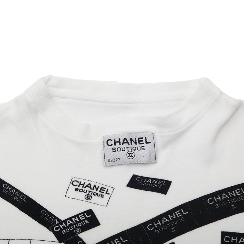 シャネル CHANEL ロゴテープ プリント 長袖Ｔシャツ ホワイト eit1113 – NUIR VINTAGE