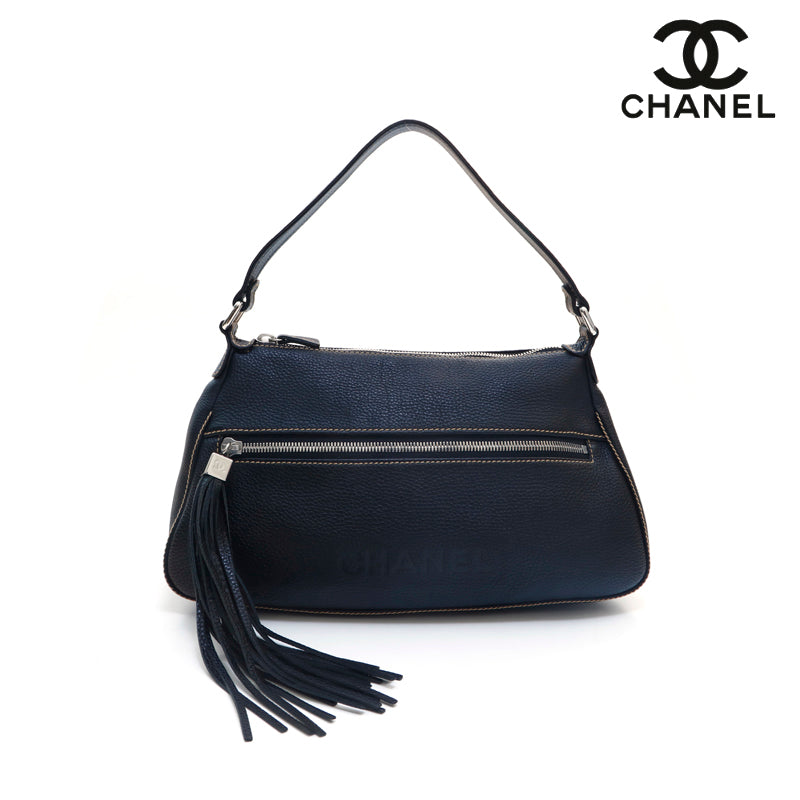 【CHANEL】シャネル ロゴ ワンショルダー カーフ茶 ショルダーバッグ CHANEL シャネル チェーンショルダー ココマーク ゴールド金具