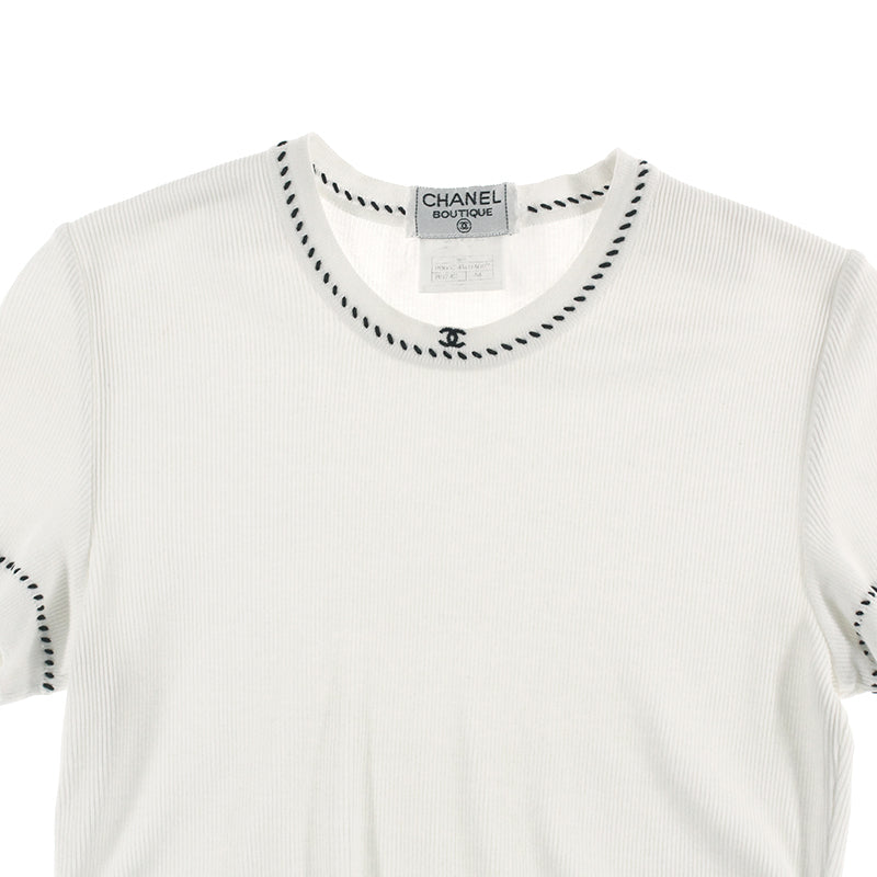 シャネル CHANEL リブニット 半袖カットソー 半袖Ｔシャツ ココマーク