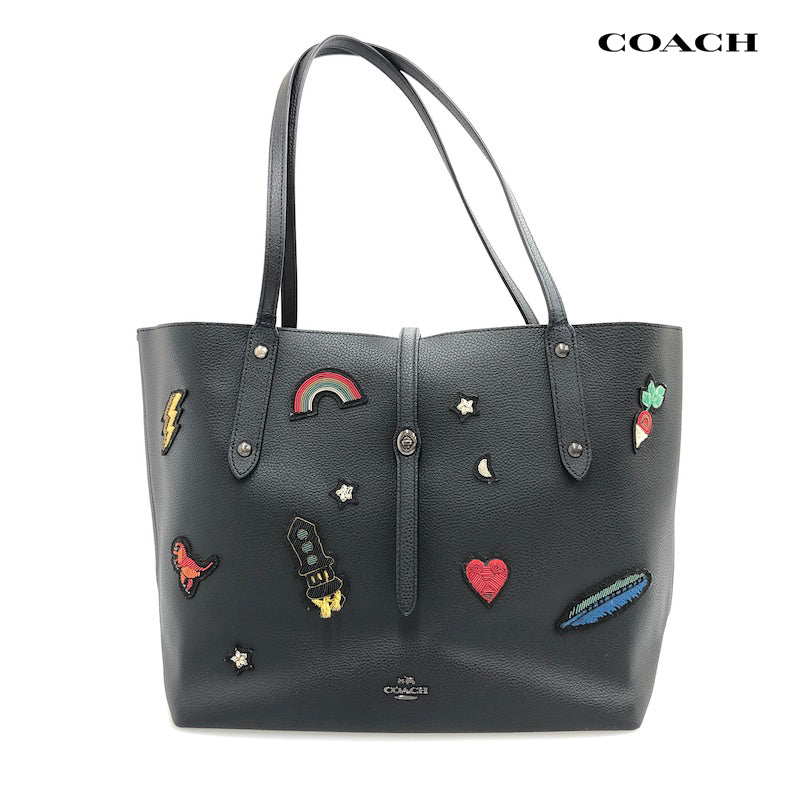 未使用】COACH 93818 スペースロケット スタッズ レザー 定価5万円 コーチ COACH ラージ ロケットモチーフ トート ハンドバッグ レザー