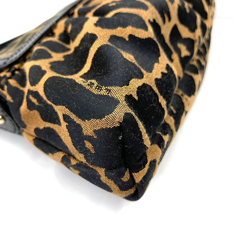 フェンディ FENDI ズッカ レオパード ショルダーバッグ キャンバス