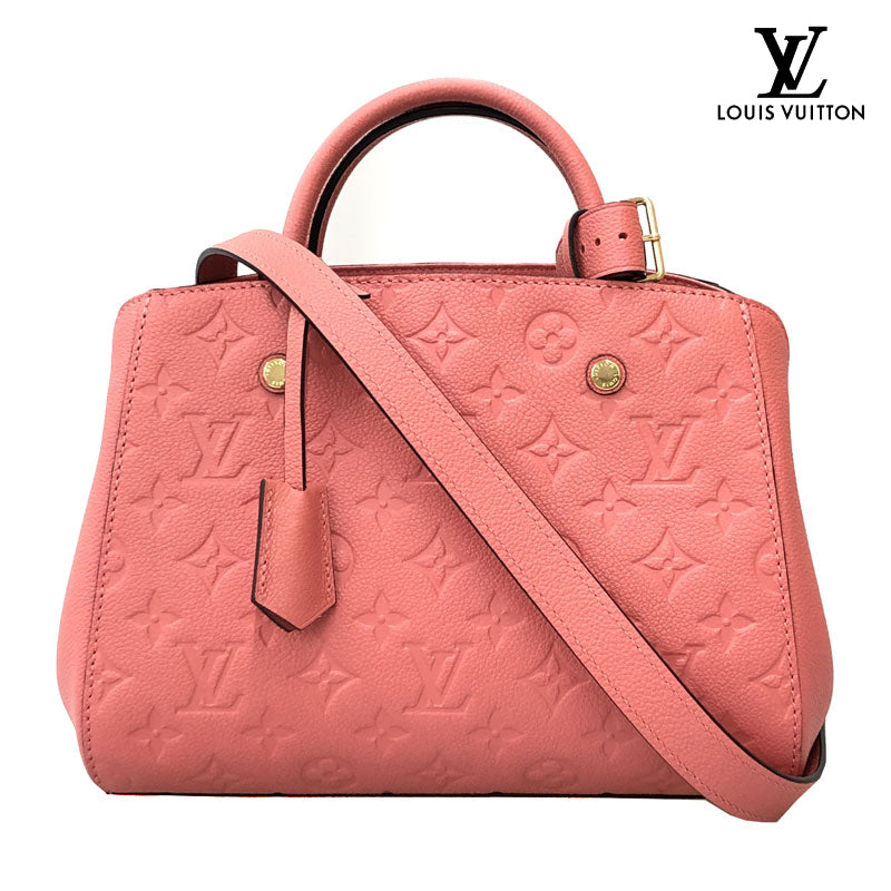 綺麗 LOUIS VUITTON ルイヴィトン モンテーニュMM 2WAY ショルダーバッグ モノグラムアンプラント ハンドバッグ レザー レッド レディース