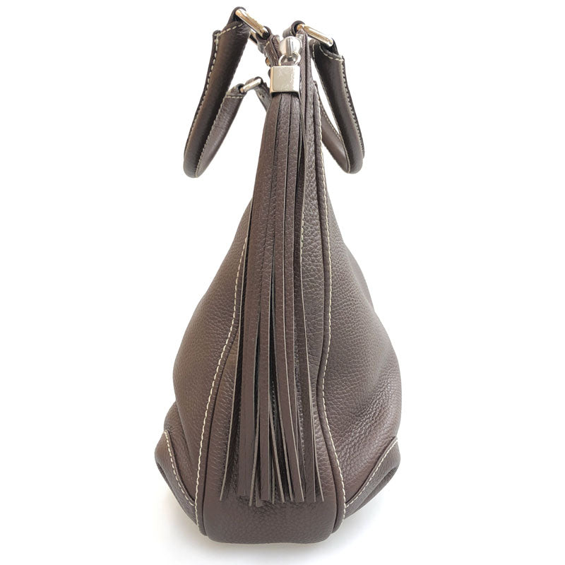 CHANEL ブラウンレザー ケース Chanel CHANEL logo tassel tote shoulder bag leather brown
