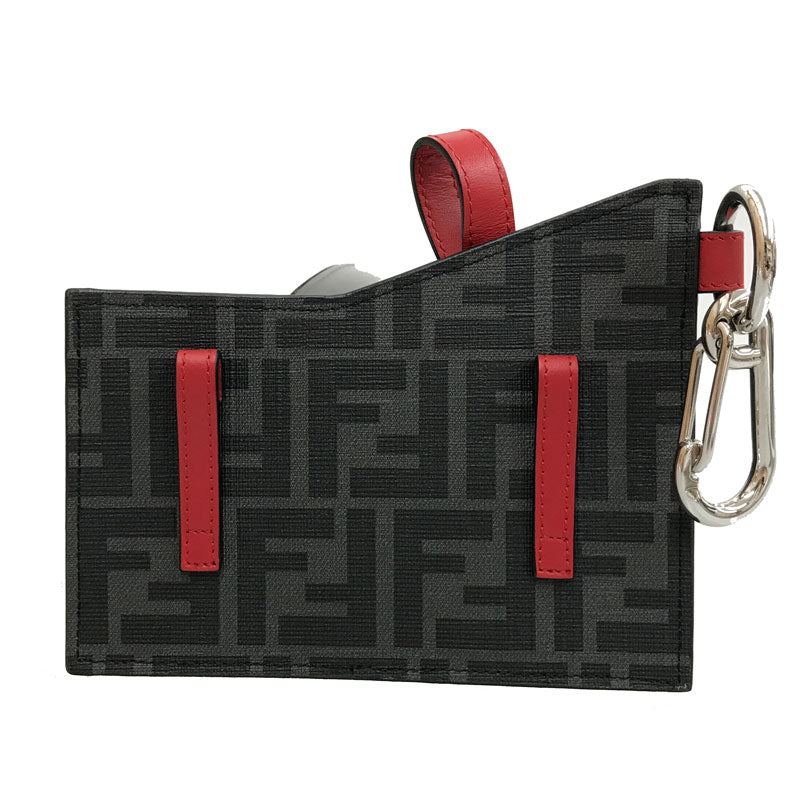 フェンディ FENDI ズッカ柄 チャーム PVCレザー ブラック P11530