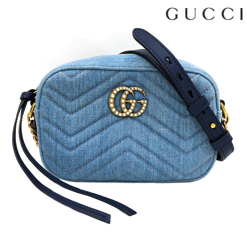 Gucci GG Marmont Shoulder Bag Denim Indigo Blue P11128 – NUIR VINTAGE