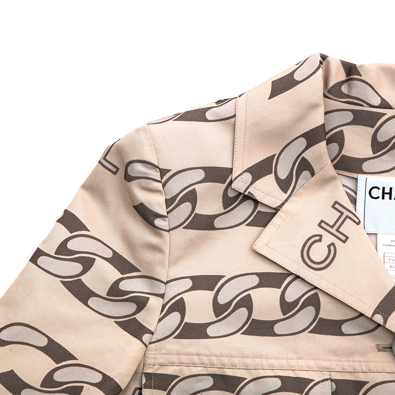 シャネル CHANEL チェーン ロゴ ジャケット コート ベージュ P12761