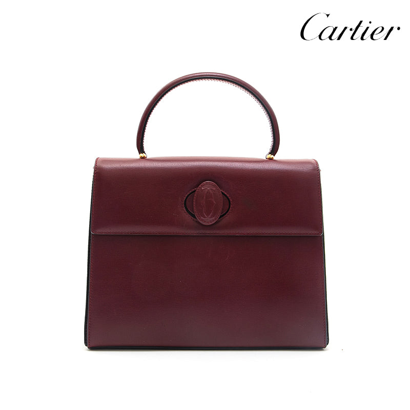 カルティエ CARTIER マストライン ハンドバッグ ワインレッド P12914