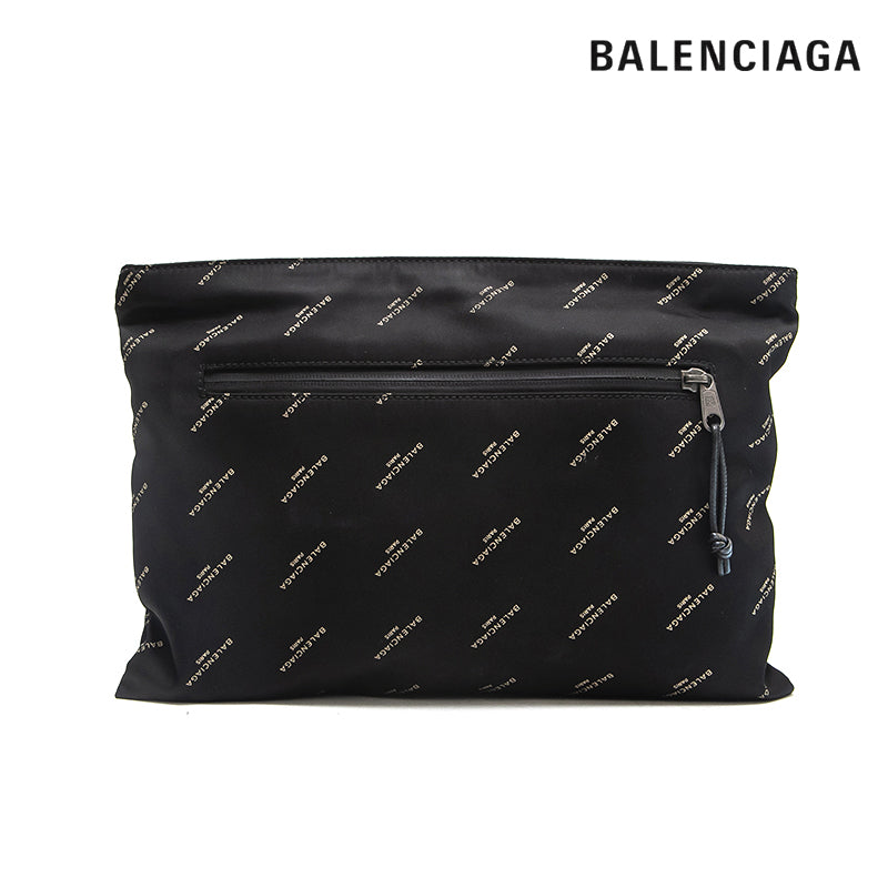 バレンシアガ BALENCIAGA ロゴ ナイロン クラッチバッグ ブラック 