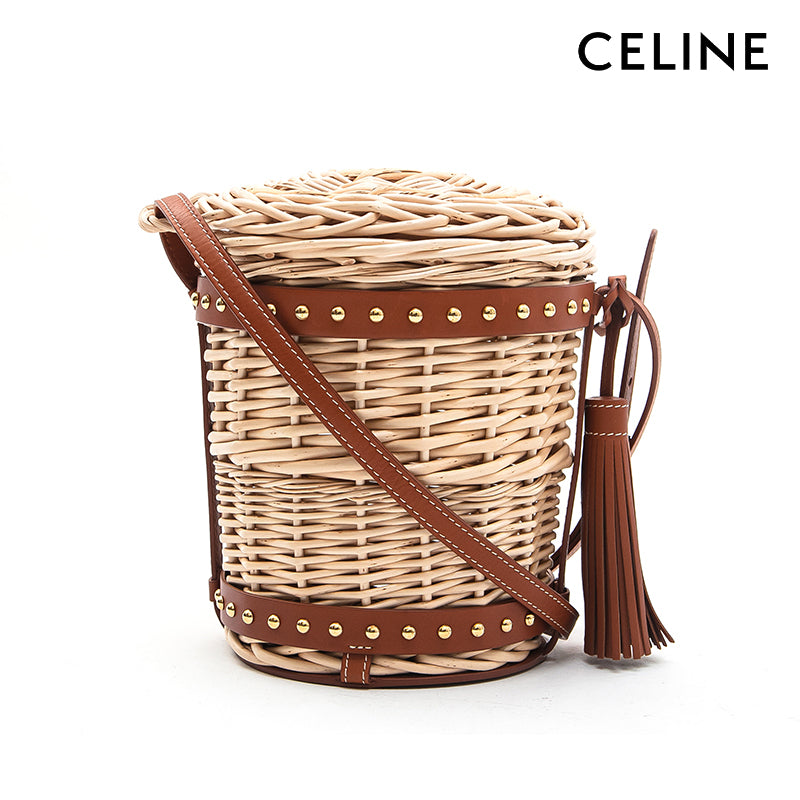 セリーヌ CELINE ストロー レザー バニティ バスケット