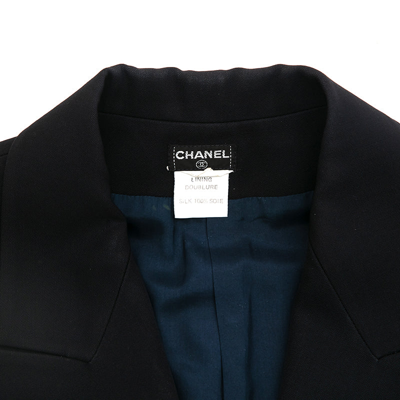 CHANEL Cotton nylon blend COCO Button Tweed tailored jacket P74428 blue 36 main image 1
