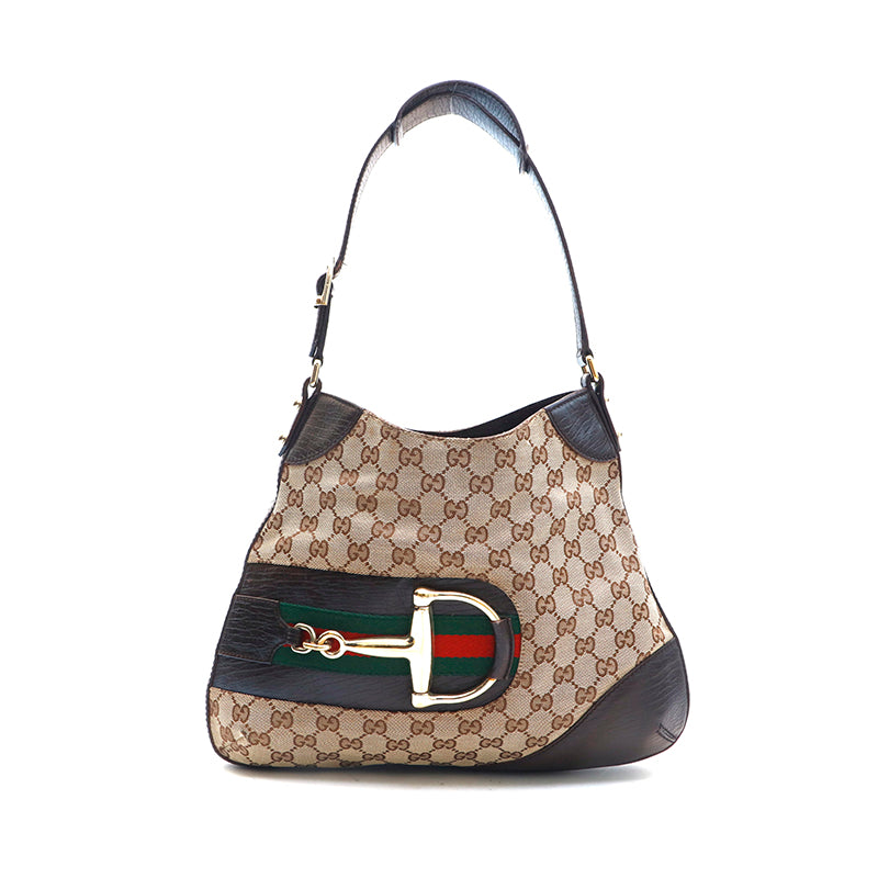 Gucci Monogram GG Horsebit Hobo Bag