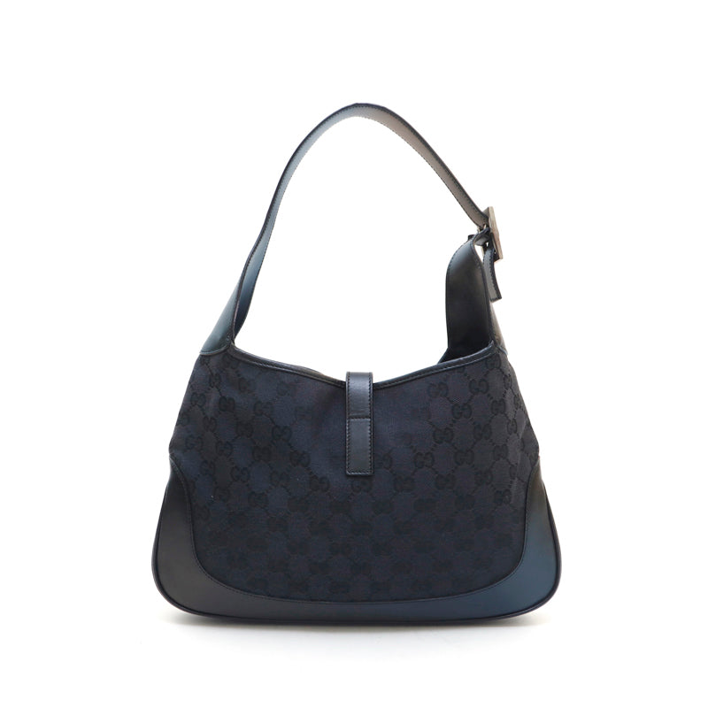 Gucci GUCCI GG Canvas Jackie Leather One Shoulder Bag Black P13462