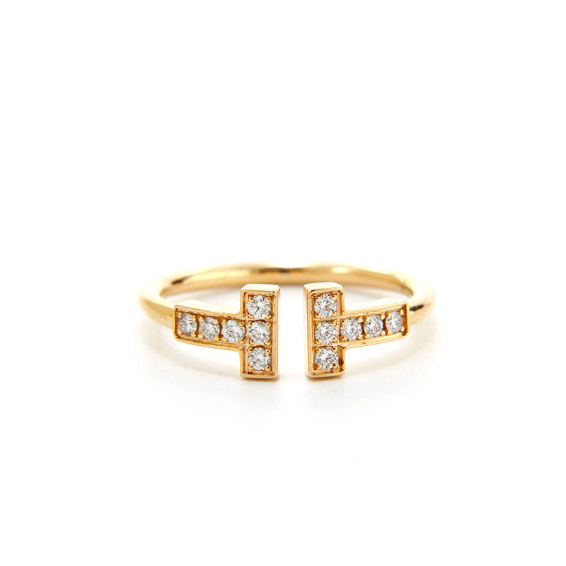 ティファニー TIFFANY&Co. Tワイヤー ダイヤリング YG Au750 2.3g 50
