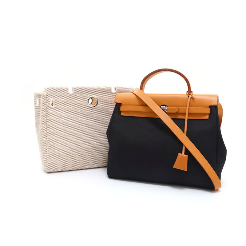 エルメス HERMES エールラインPM トワルGM トワルオフィシエ ヴァッシュハンター ハンドバッグ ブラック P13799 – NUIR  VINTAGE