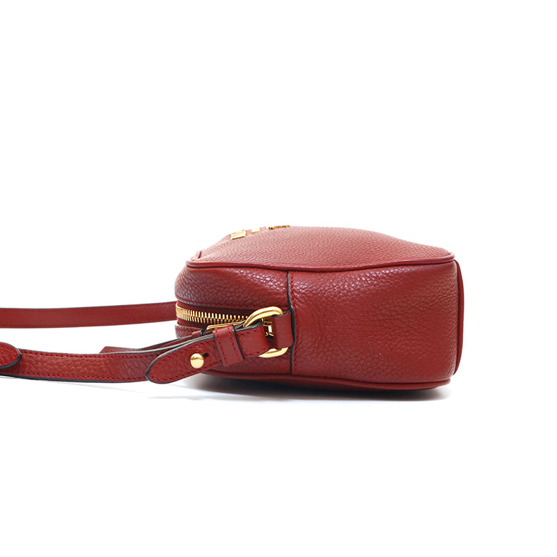 プラダ PRADA ロゴ レザー ショルダーバッグ ワインレッド P13967