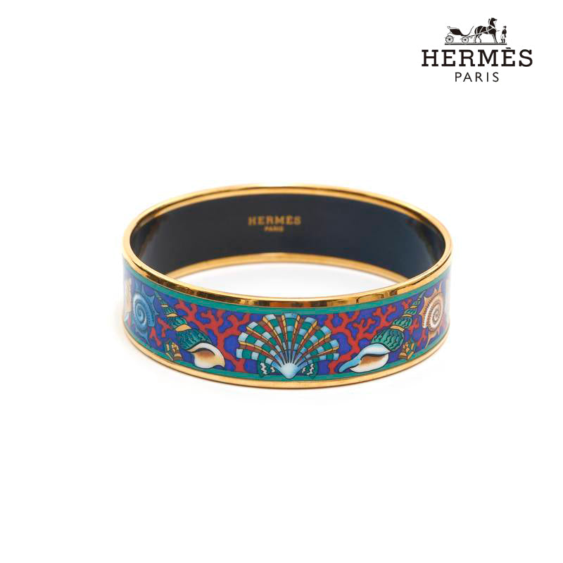 エルメス HERMES エマイユGM バングル ゴールド×ブルー WS2375
