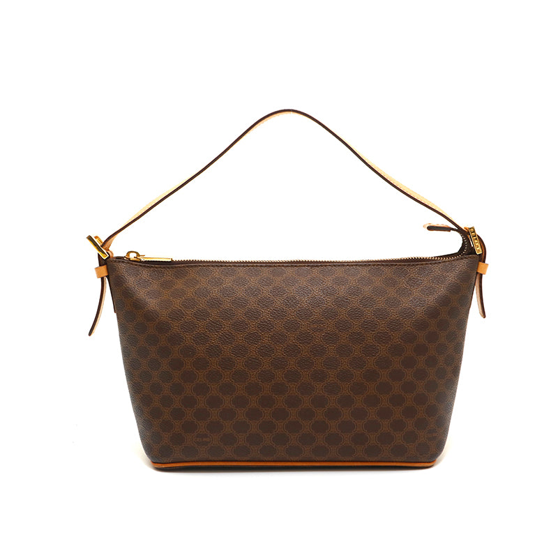 セリーヌ CELINE マカダム レザー ワン ハンドバッグ ブラウン