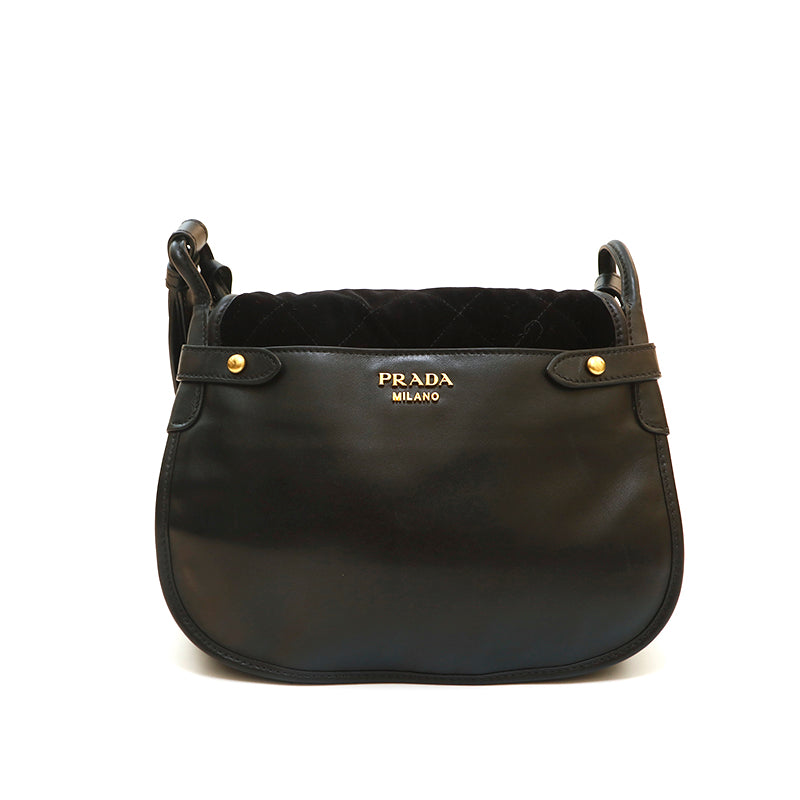 プラダ PRADA コルセール ショルダーバッグ ベロア レザー ブラック プラダ PRADA コルセール ショルダーバッグ ベロア レザー ブラック