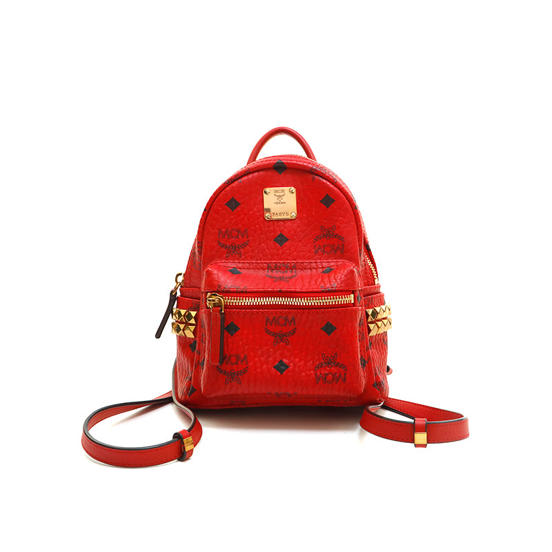 Mini Backpack Leder Rucksack Mcm Mcm Umhängetasche Mcm Taschen Rot Mcm  Rucksack Mcm Tasche 80er