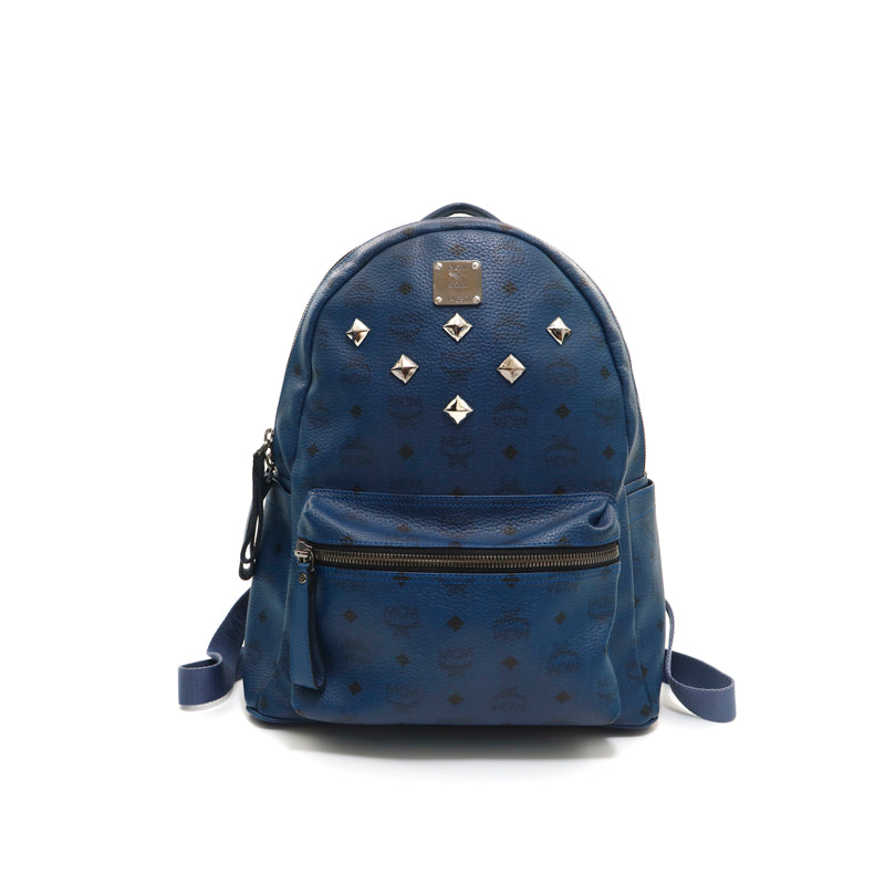 M Sea M MCM Logo Leather Backpack Daypack Blue P14339 – NUIR VINTAGE