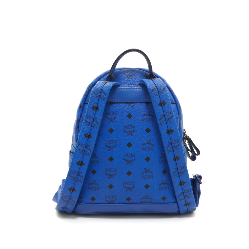 G*o様 MCM ロゴプリント レザー　リュック エム・シー・エム MCM ロゴ レザー リュック・デイパック ブルー