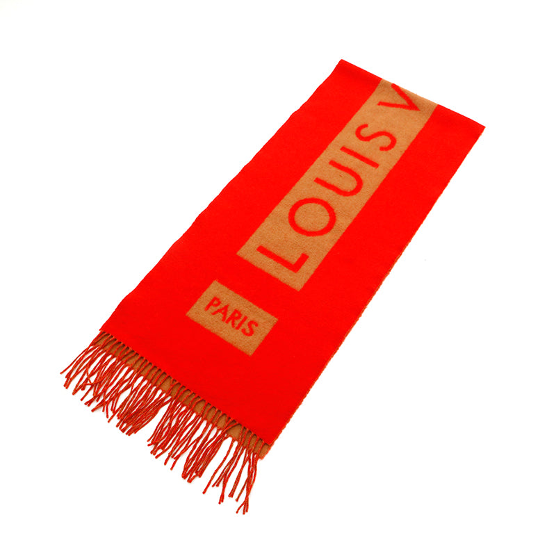 ルイ・ヴィトン LOUIS VUITTON ロゴ カシミヤ マフラー レッド ルイ・ヴィトン LOUIS VUITTON ロゴ カシミヤ マフラー レッド
