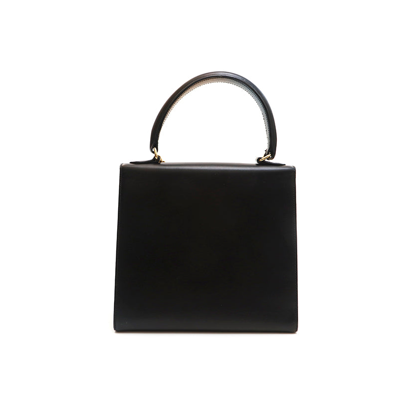 セリーヌ CELINE ロゴ 2way ハンド ショルダーバッグ レザー ブラック