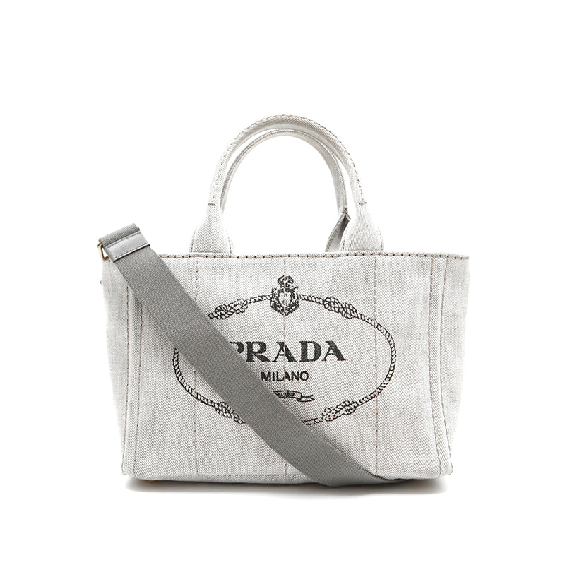 プラダ PRADA カナパ キャンバス 2WAY トート ハンドバッグ グレー