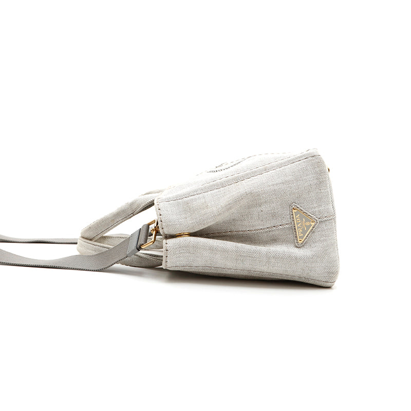 プラダ PRADA カナパ キャンバス 2WAY トート ハンドバッグ グレー