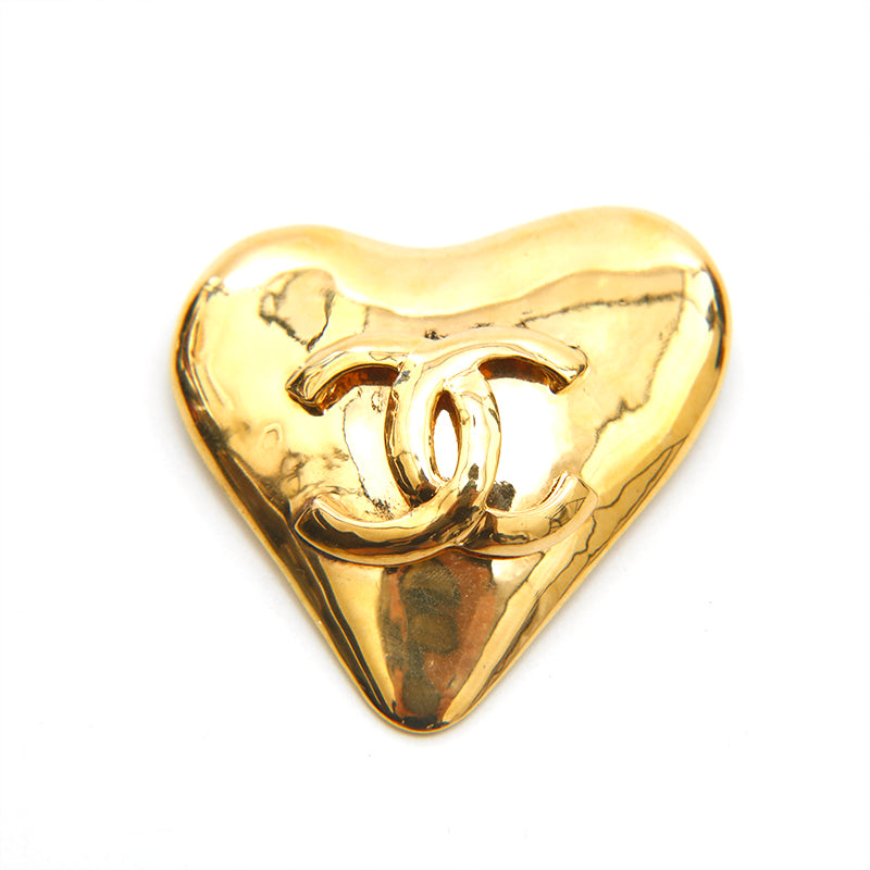シャネル CHANEL ココマーク ハート ブローチ ゴールド P14760