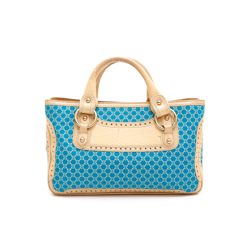 セリーヌ CELINE マカダム ブギーバッグ ハンドバッグ ブルー P14780
