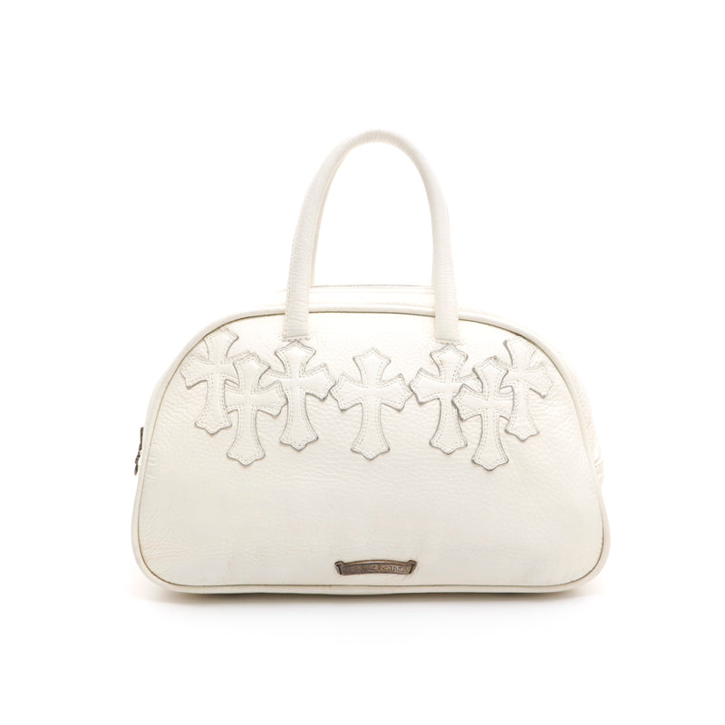 Chrome Hearts CHROME HEARTS Logo Leather Handbag White