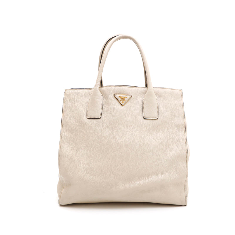 プラダ PRADA ロゴ レザー ハンドバッグ ホワイト P14819 – NUIR VINTAGE
